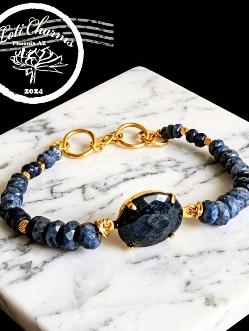 6.5 Carats Natural Raw Sapphire Bead Bracelet